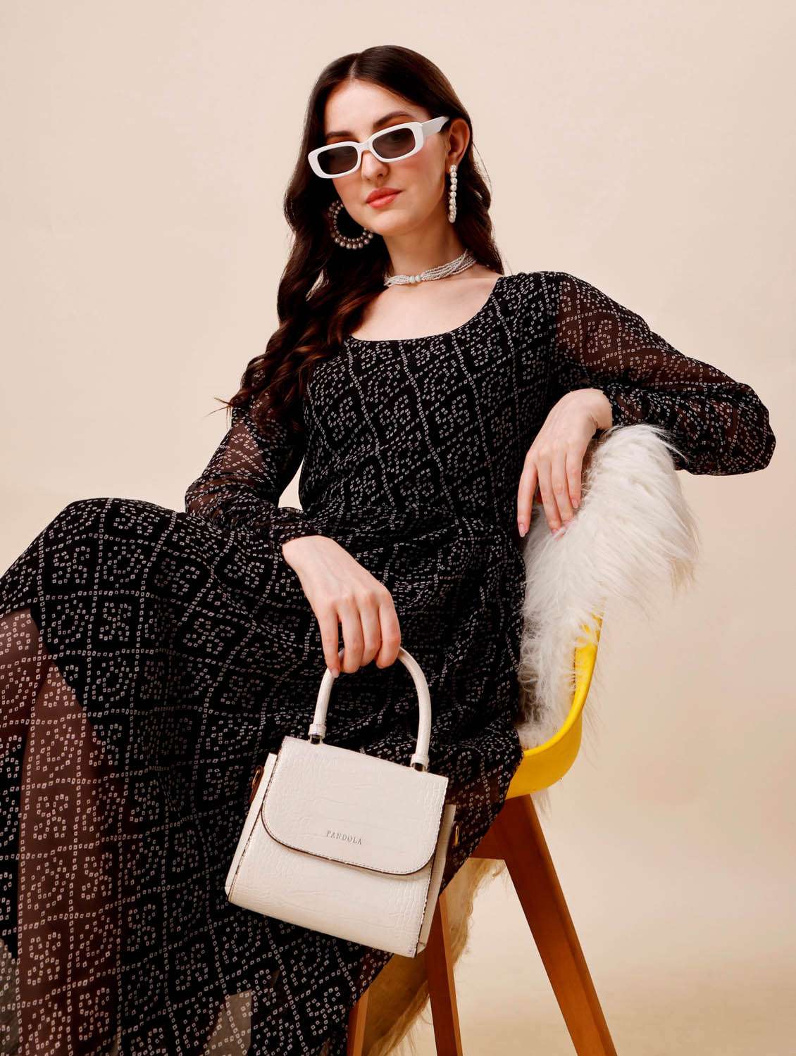 black georgette f=fit & ffare ethnic dress - 19996221 -  Standard Image - 4