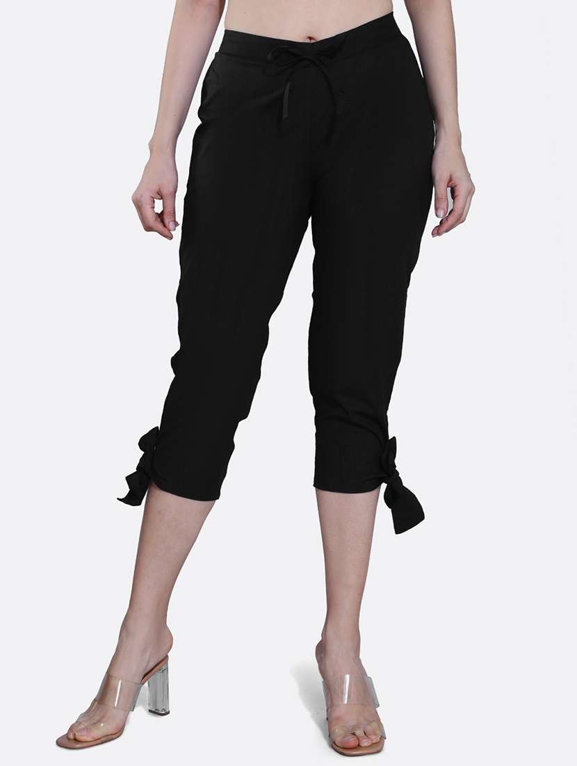 women solid cotton capri