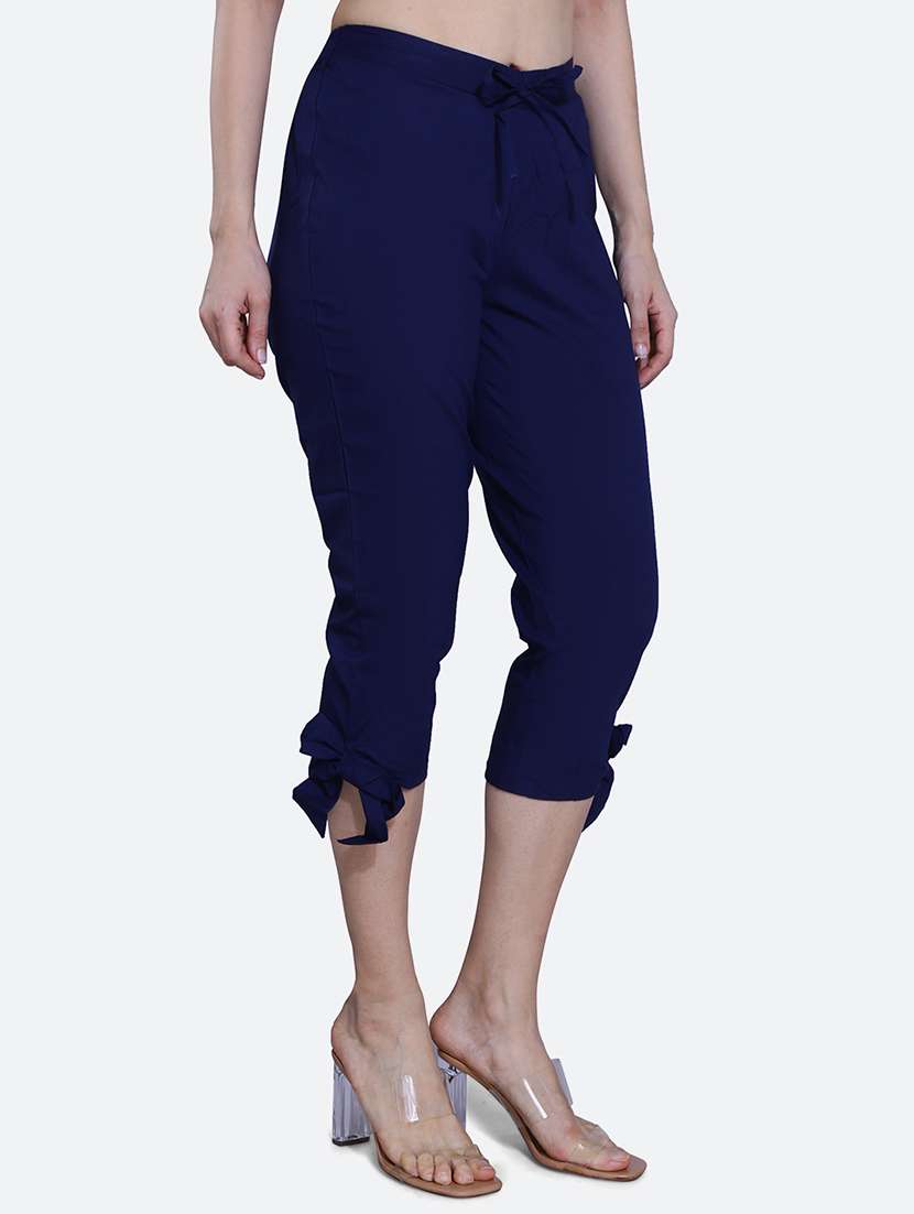 navy blue solid mid rise capri legging - 19996234 -  Standard Image - 1