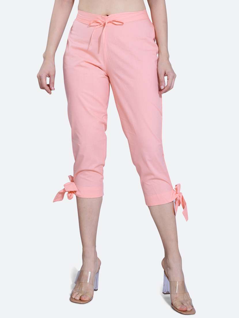 pink solid mid rise capri legging