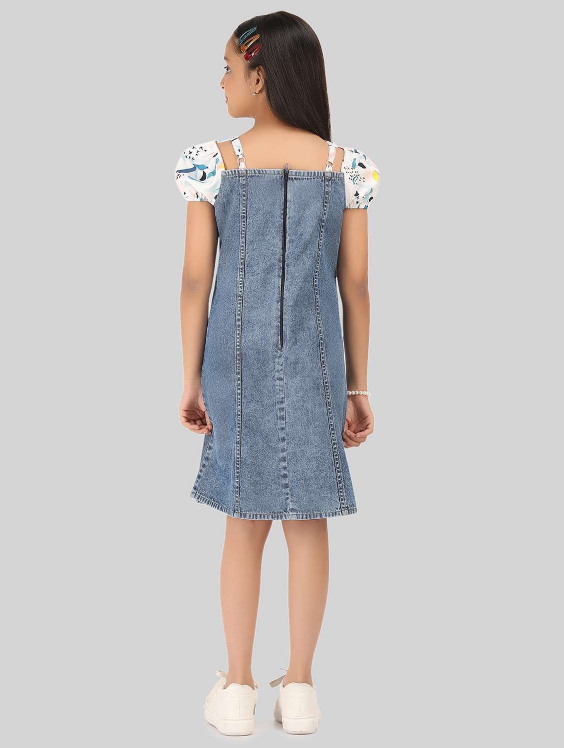 girls square neck puff sleeve dress - 19996404 -  Standard Image - 1