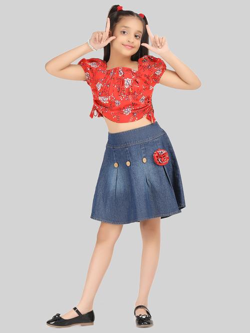 red floral print skirt top sets - 19996407 - Standard Image - 0