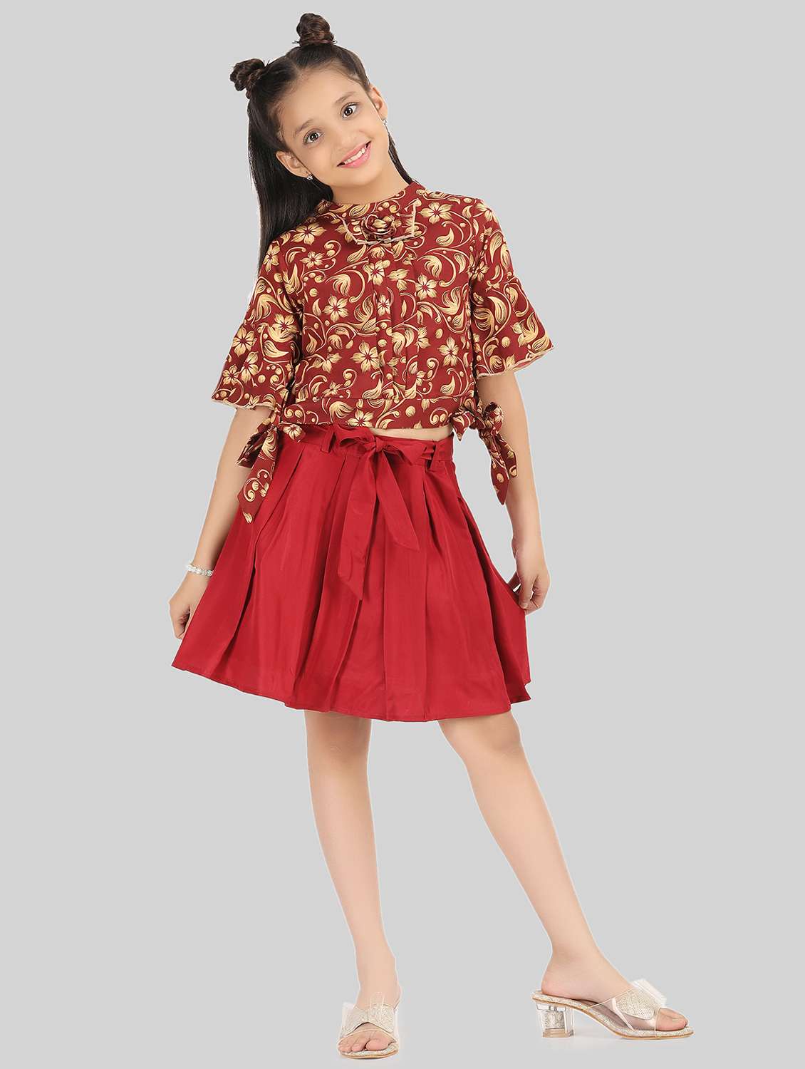 multi colored printed skirt top sets