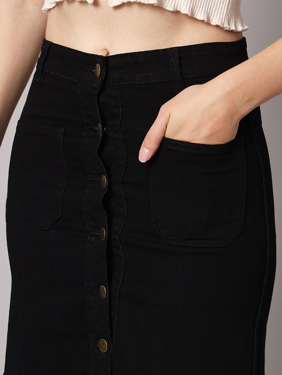 blue cotton blend aline skirts - 19996509 - Standard Image - 4