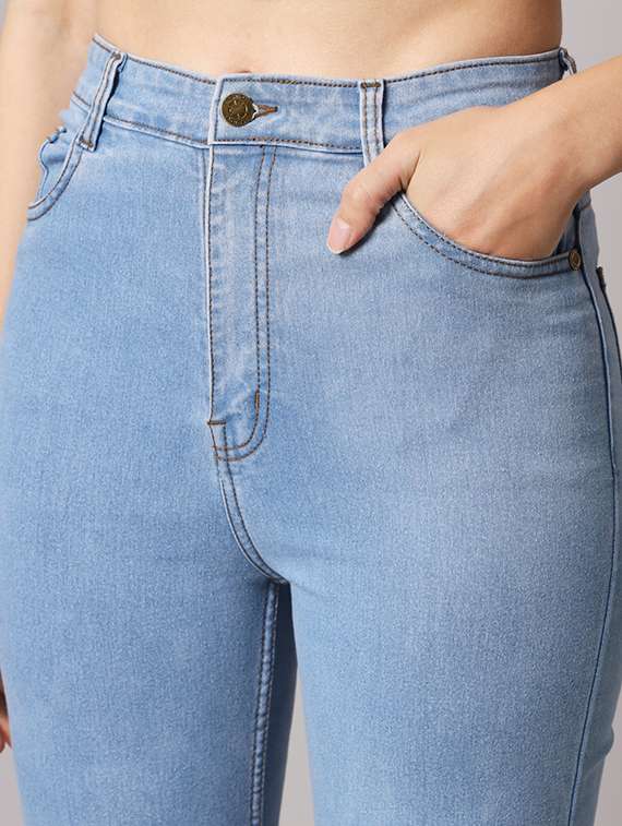 light blue solid mid rise ankle length bootcut jean - 19996817 - Standard Image - 4