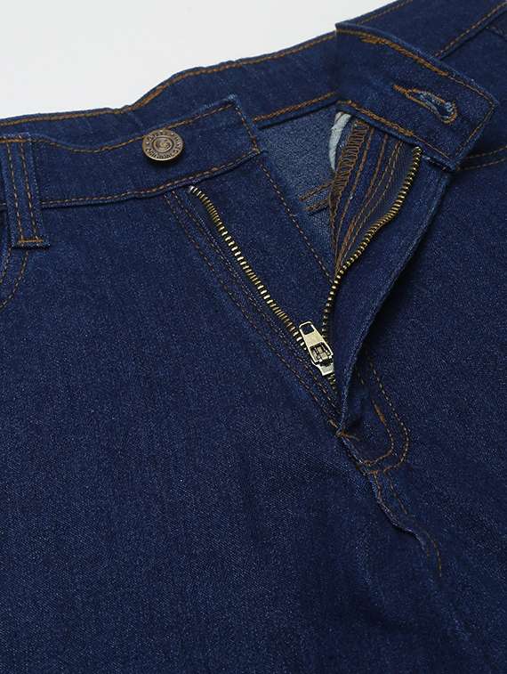dark blue solid high rise ankle length straight jean - 19996846 - Standard Image - 4