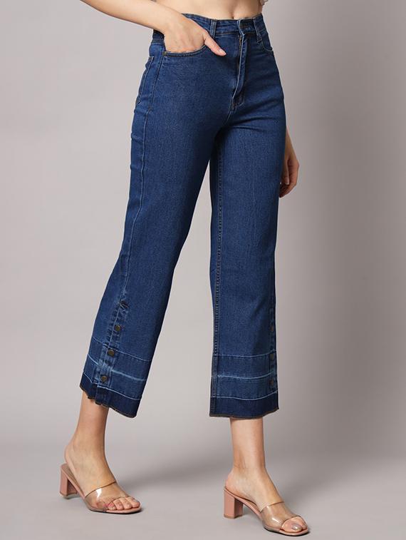 blue solid mid rise ankle length straight jean - 19996869 - Standard Image - 1