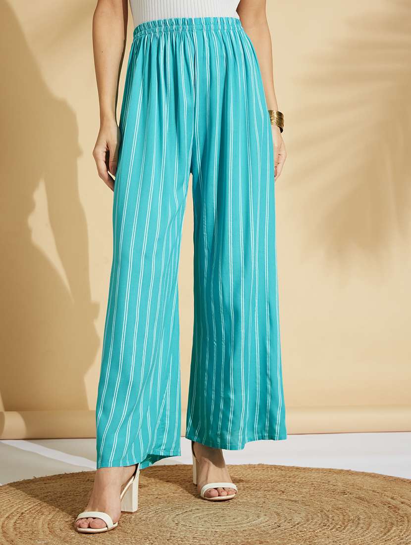 green rayon palazzos
