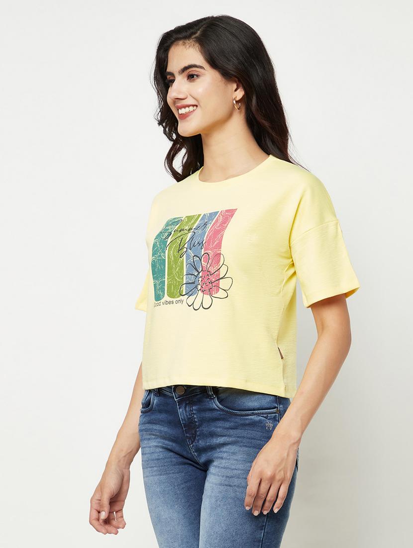 women's front print round neck t-shirt - 19997146 - Standard Image - 1