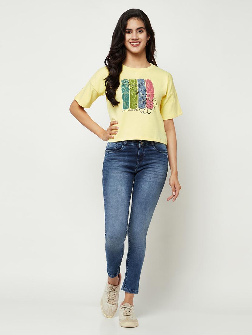 women's front print round neck t-shirt - 19997146 - Standard Image - 4