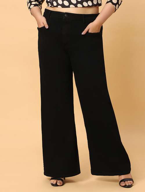 women's plain wide leg jeans - 19997254 - Standard Image - 0