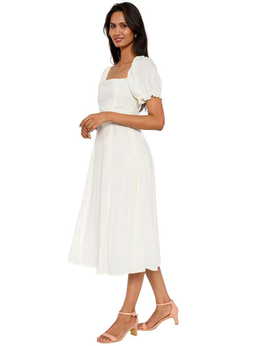 white linen a-line dress - 19999245 -  Standard Image - 1
