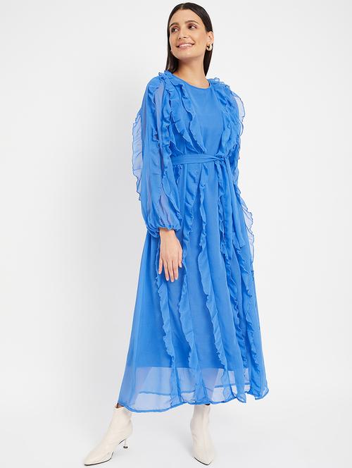 women's ruffle solid dress - 19999329 - Standard Image - 0
