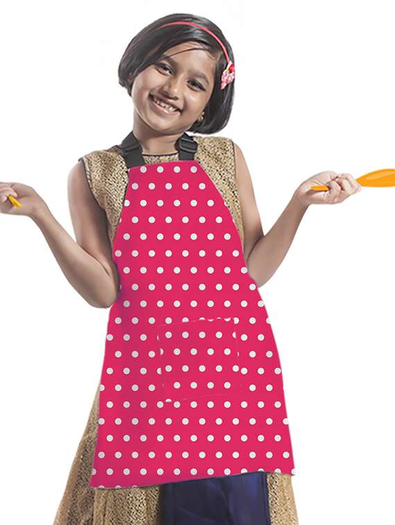 satin apron for kids with centre pocket & adjustable waist/painting/cooking