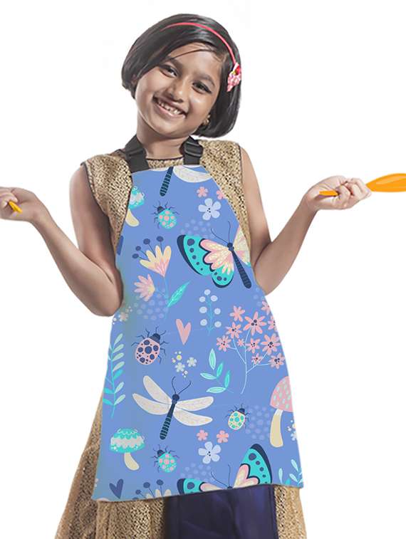 satin apron for kids with centre pocket & adjustable waist/painting/cooking