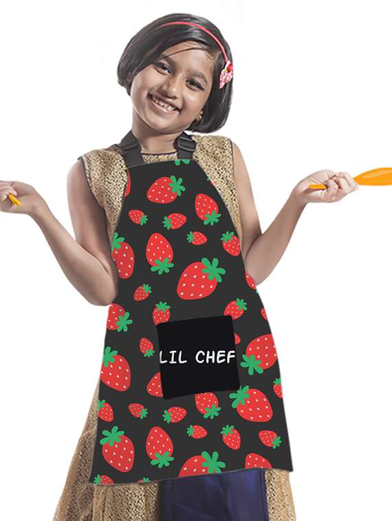 satin apron for kids with centre pocket & adjustable waist/painting/cooking