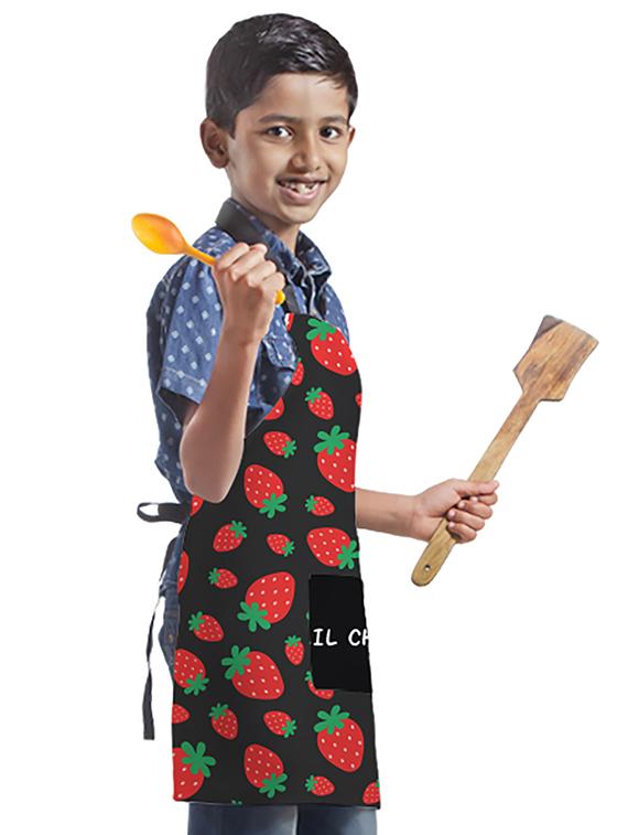 satin apron for kids with centre pocket & adjustable waist/painting/cooking - 19999577 - Standard Image - 1