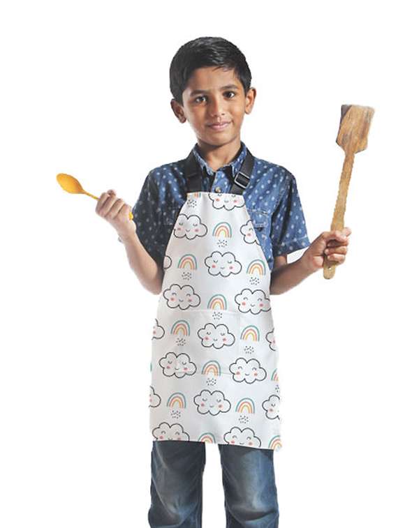satin apron for kids with centre pocket & adjustable waist/painting/cooking