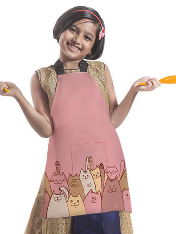satin apron for kids with centre pocket & adjustable waist/painting/cooking