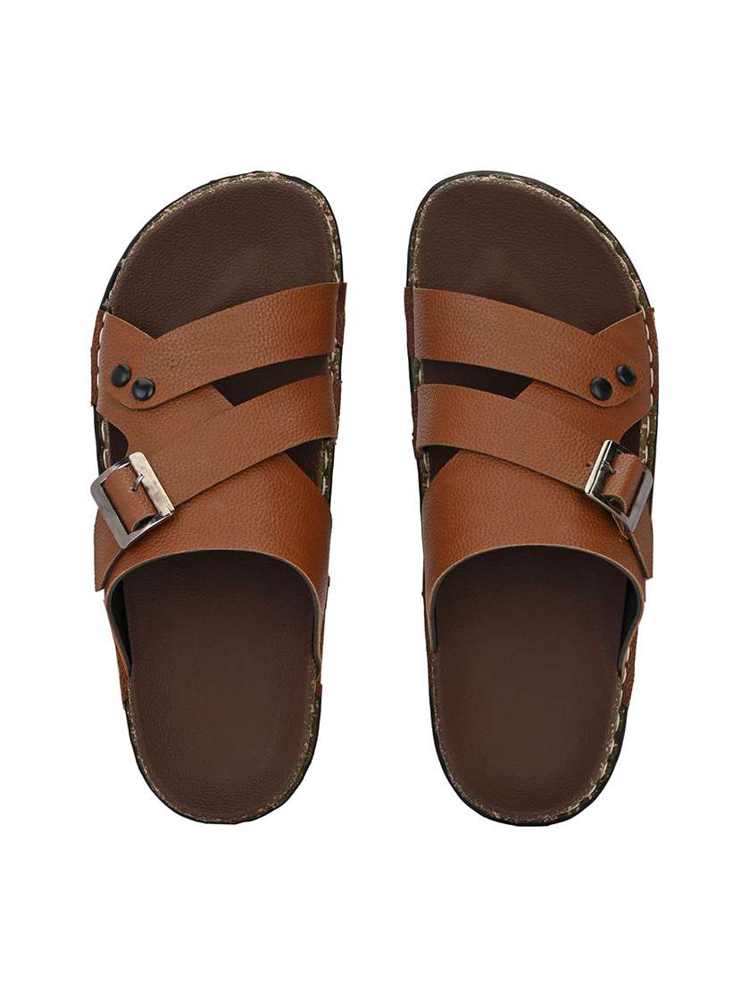 brown faux leather slip on slippers - 19999652 -  Standard Image - 4