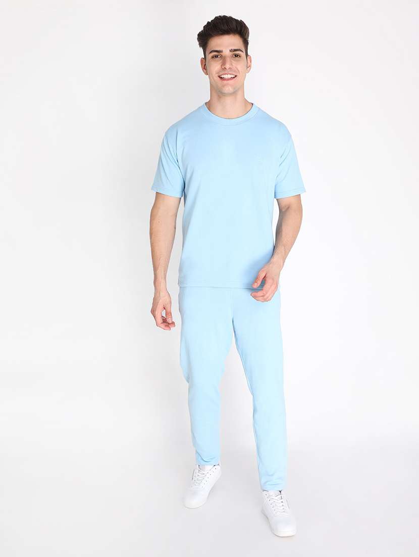 men blue solids full length track pant - 19999687 -  Standard Image - 4