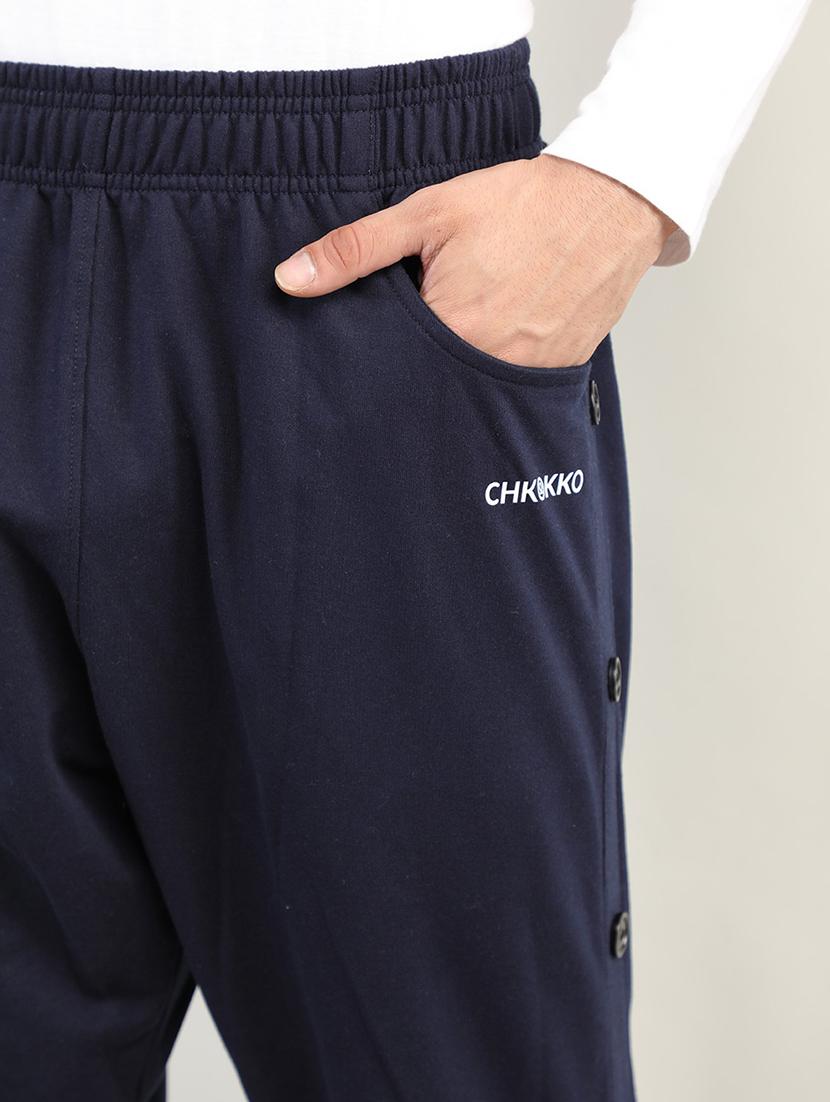dark blue cotton blend track pant - 19999707 - Standard Image - 4