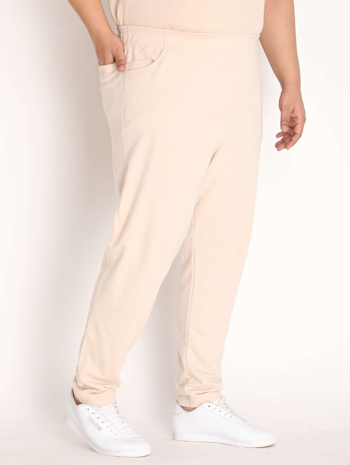 beige solid full length track pant - 19999714 -  Standard Image - 1