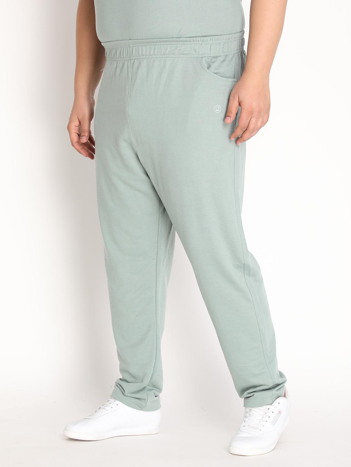 green solid full length track pant - 19999715 - Standard Image - 1