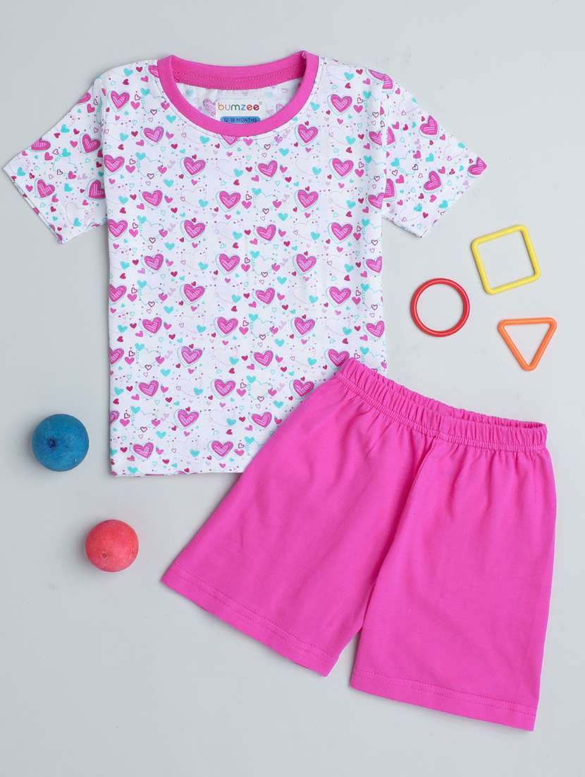 girls printed shorts set