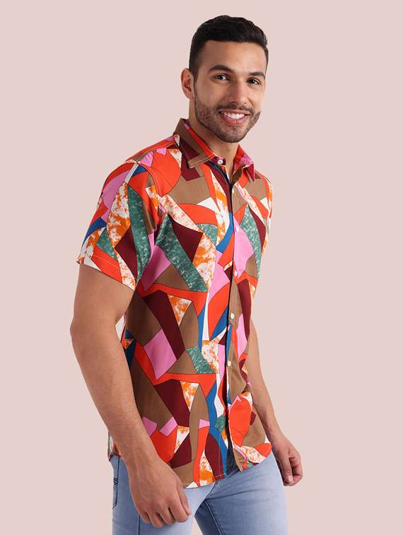 mens geometric casual shirt - 20002303 -  Standard Image - 1