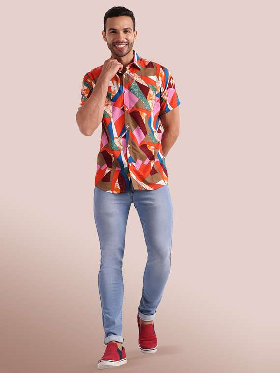 mens geometric casual shirt - 20002303 -  Standard Image - 4