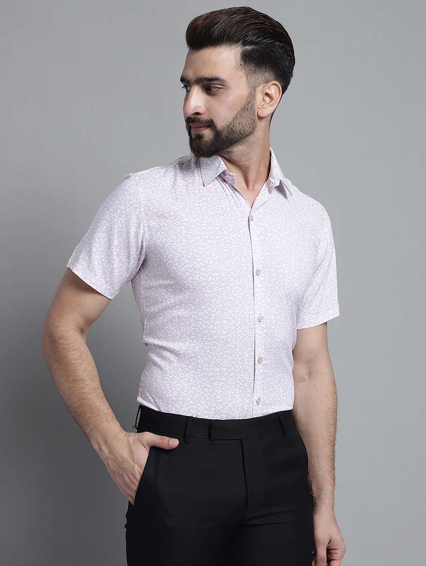 mens micro print formal shirt - 20002344 -  Standard Image - 1