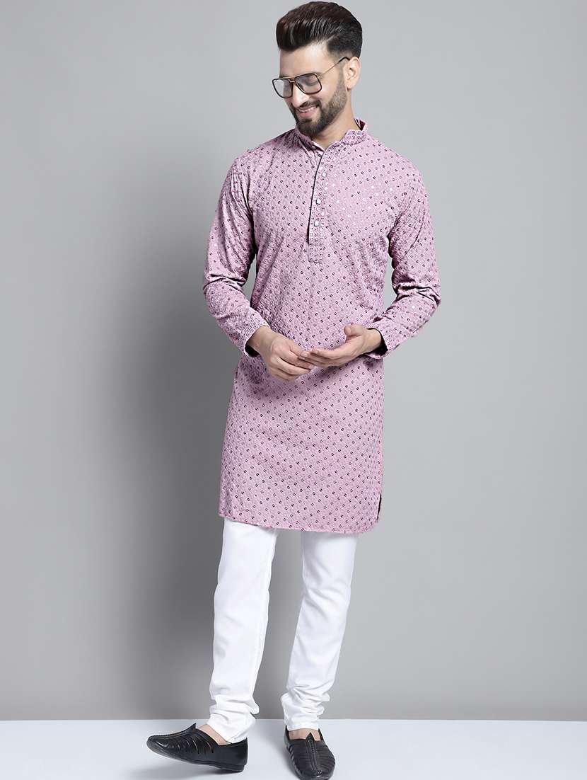 purple cotton kurta pyjama ethnic wear set