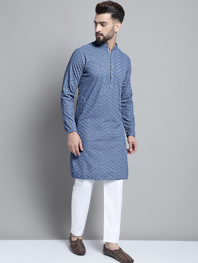 grey cotton kurta pyjama ethnic wear set - 20002378 - Standard Image - 1
