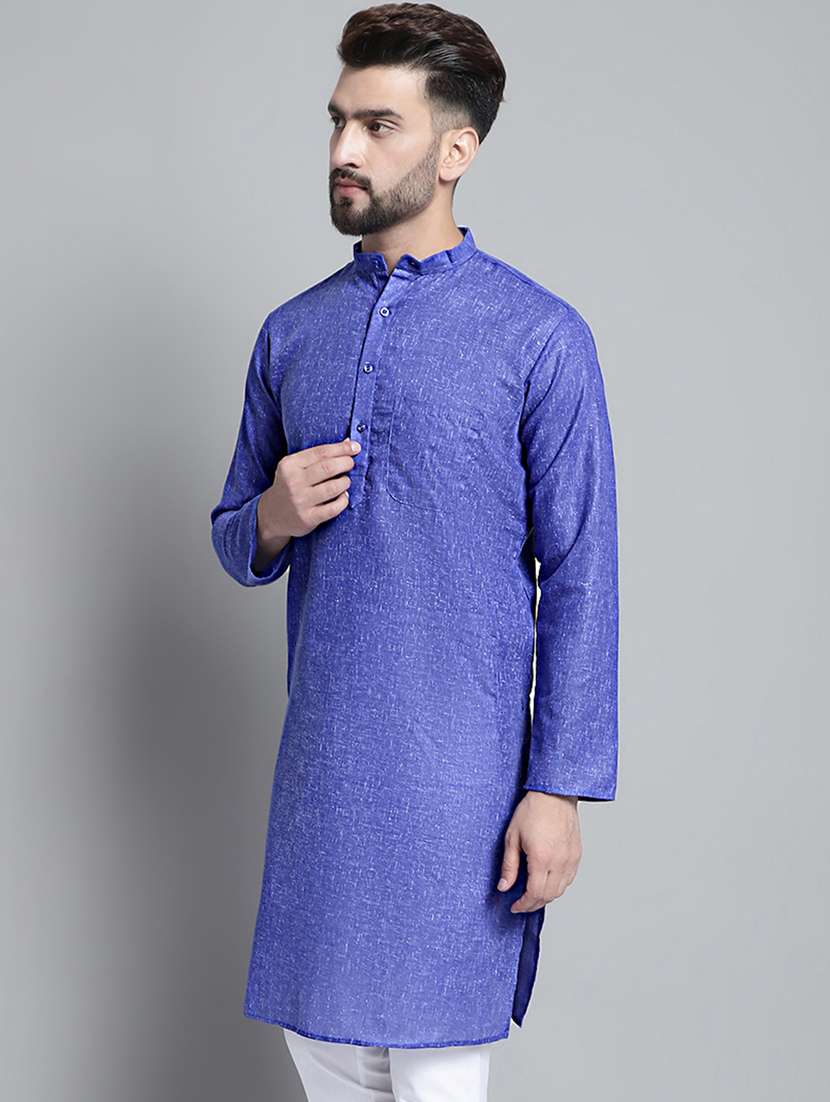 mandarin neck solid long kurta - 20002392 -  Standard Image - 1