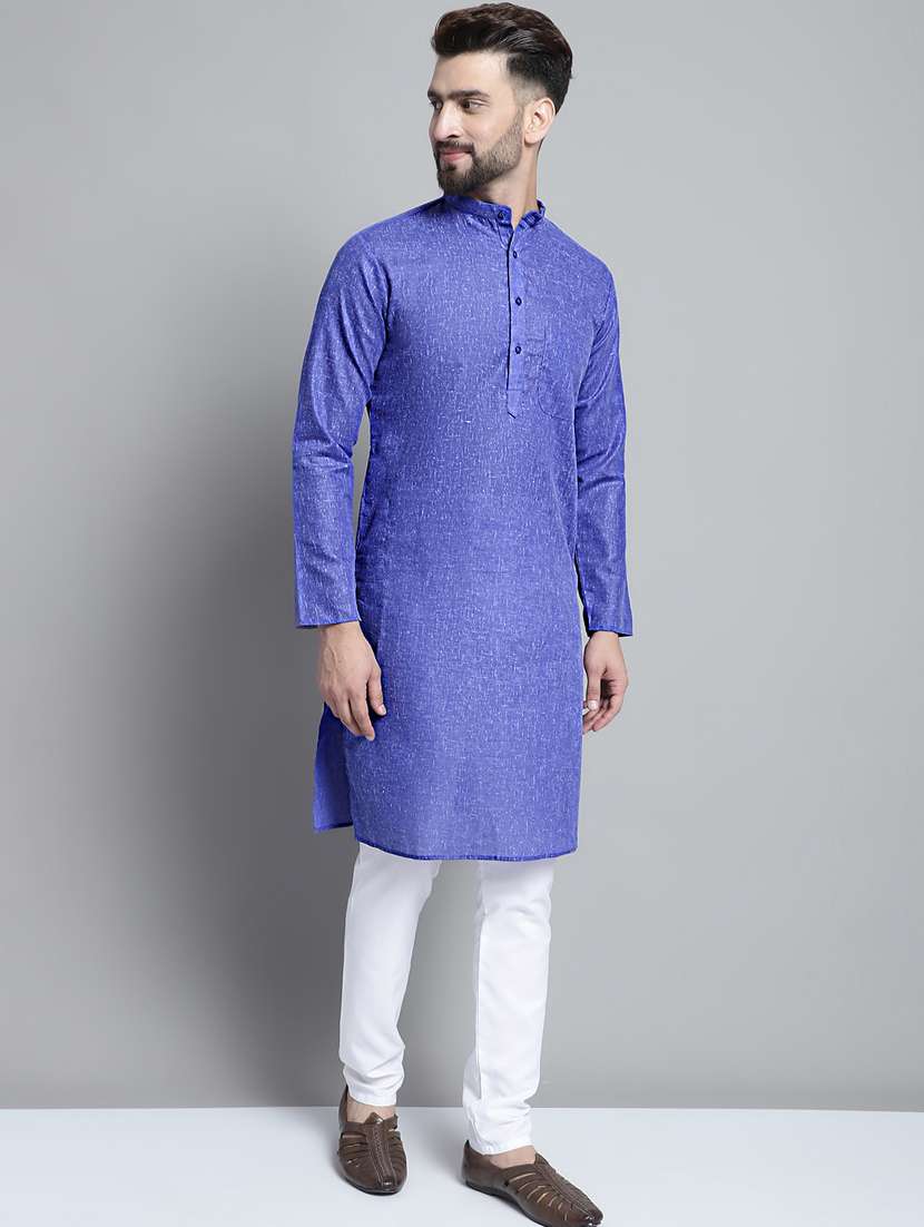 mandarin neck solid long kurta - 20002392 -  Standard Image - 4