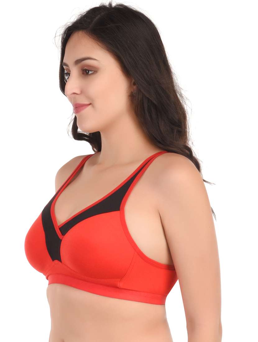 red cotton blend sports bra - 20002419 -  Standard Image - 1