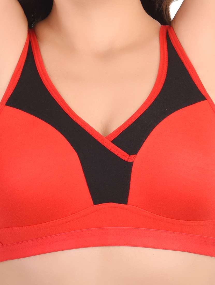 red cotton blend sports bra - 20002419 -  Standard Image - 4