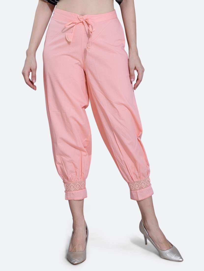 mid rise solid cropped trouser
