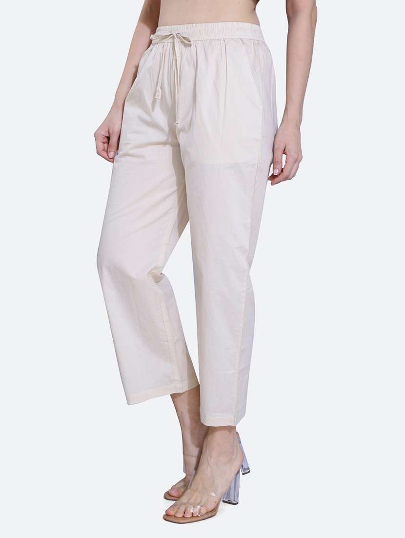 beige cotton trousers - 20002547 - Standard Image - 1