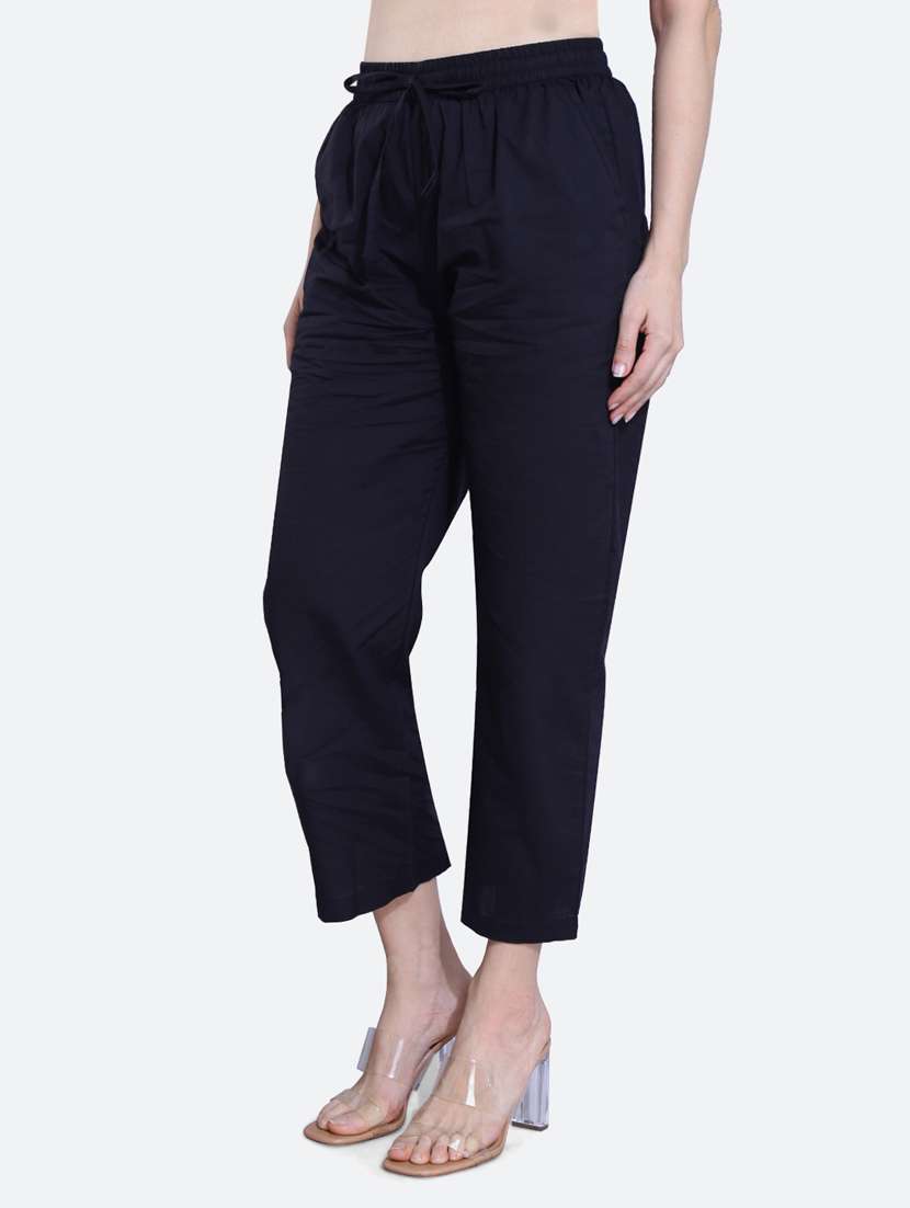 black cotton trousers - 20002548 - Standard Image - 1