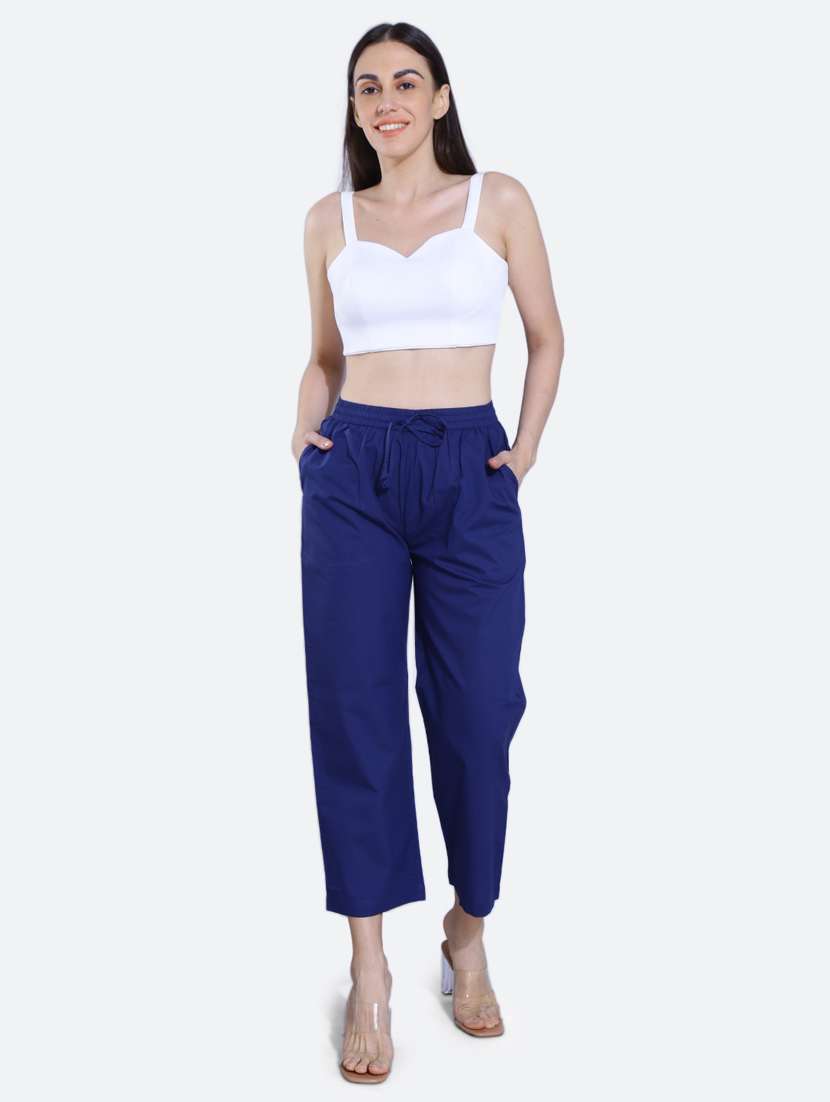 blue cotton trousers - 20002549 - Standard Image - 4