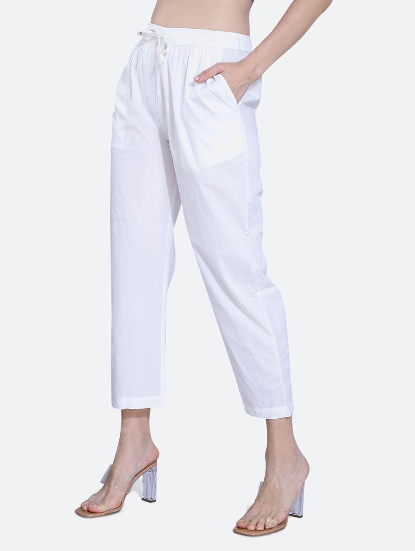 white cotton trousers - 20002551 - Standard Image - 1