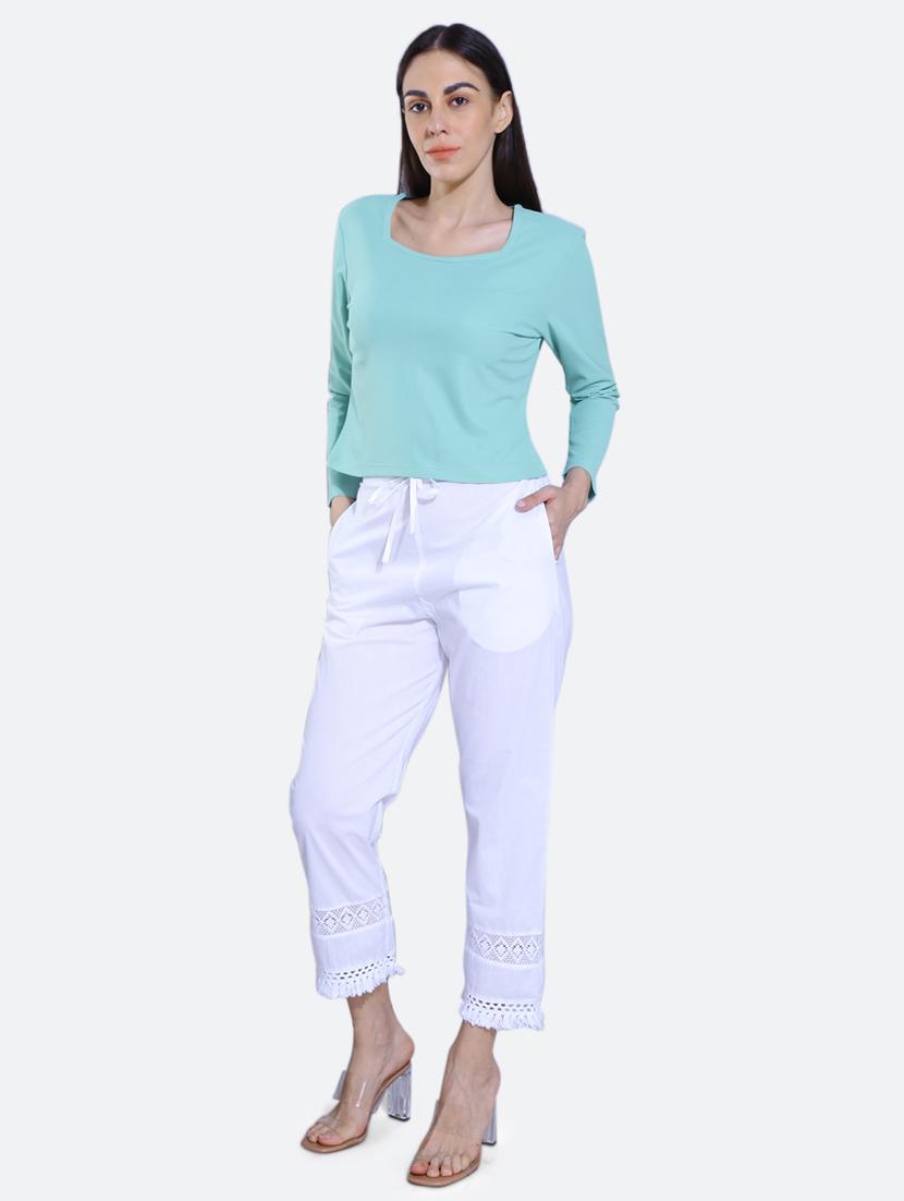white cotton crop pants - 20002555 - Standard Image - 4