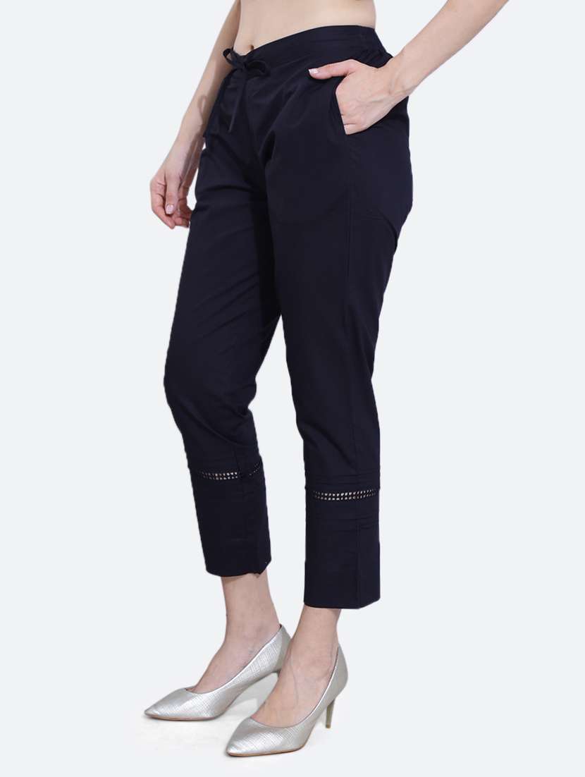 black cotton trousers - 20002562 - Standard Image - 1