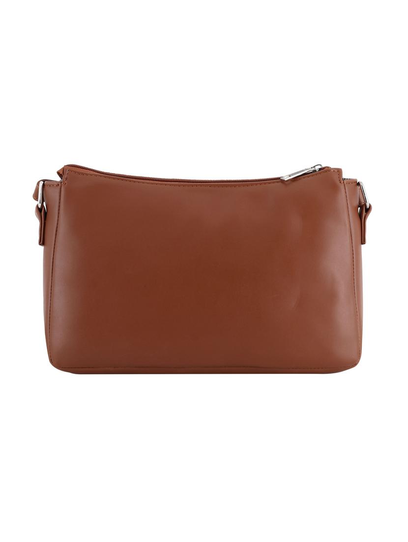 brown leatherette (pu) regular sling bag - 20004639 - Standard Image - 1