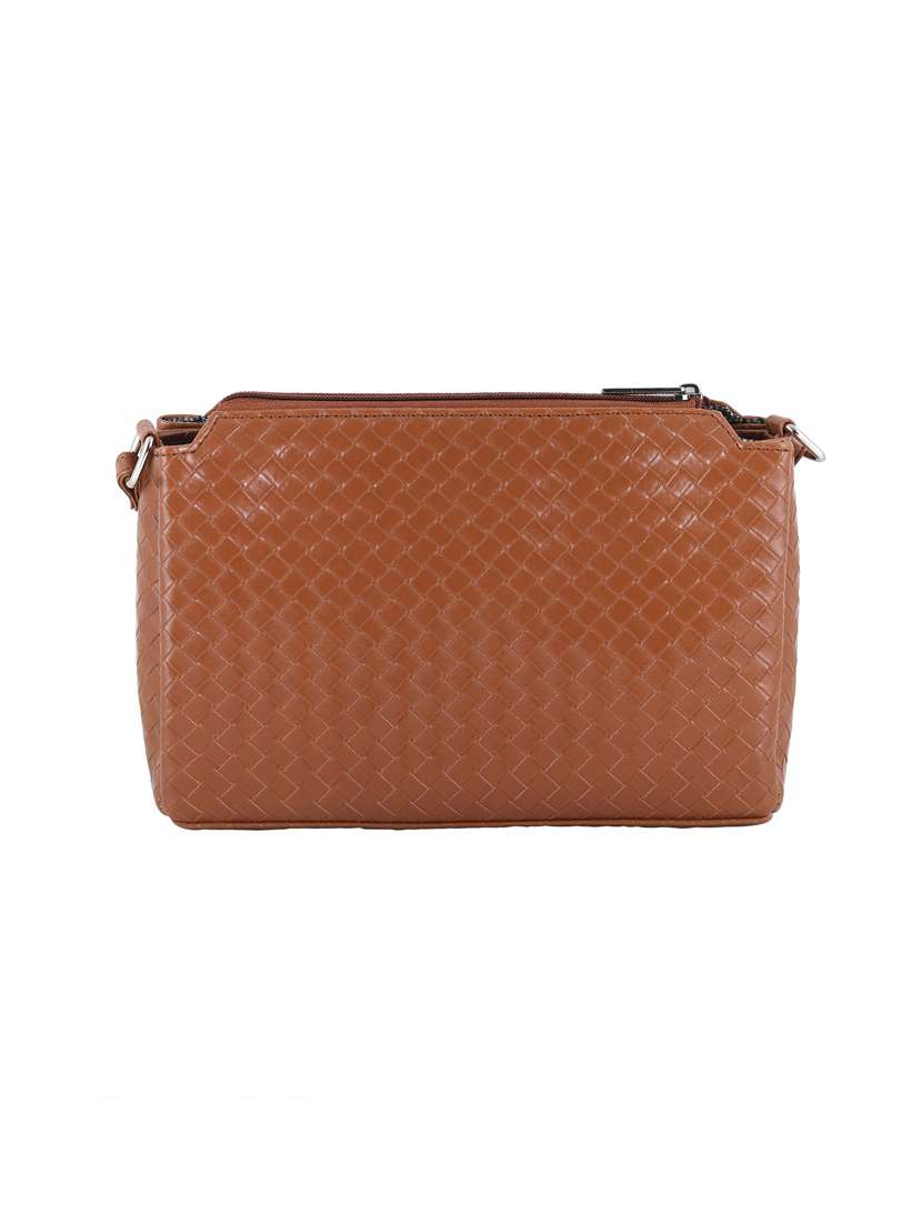 brown leatherette (pu) regular sling bag - 20004665 -  Standard Image - 1