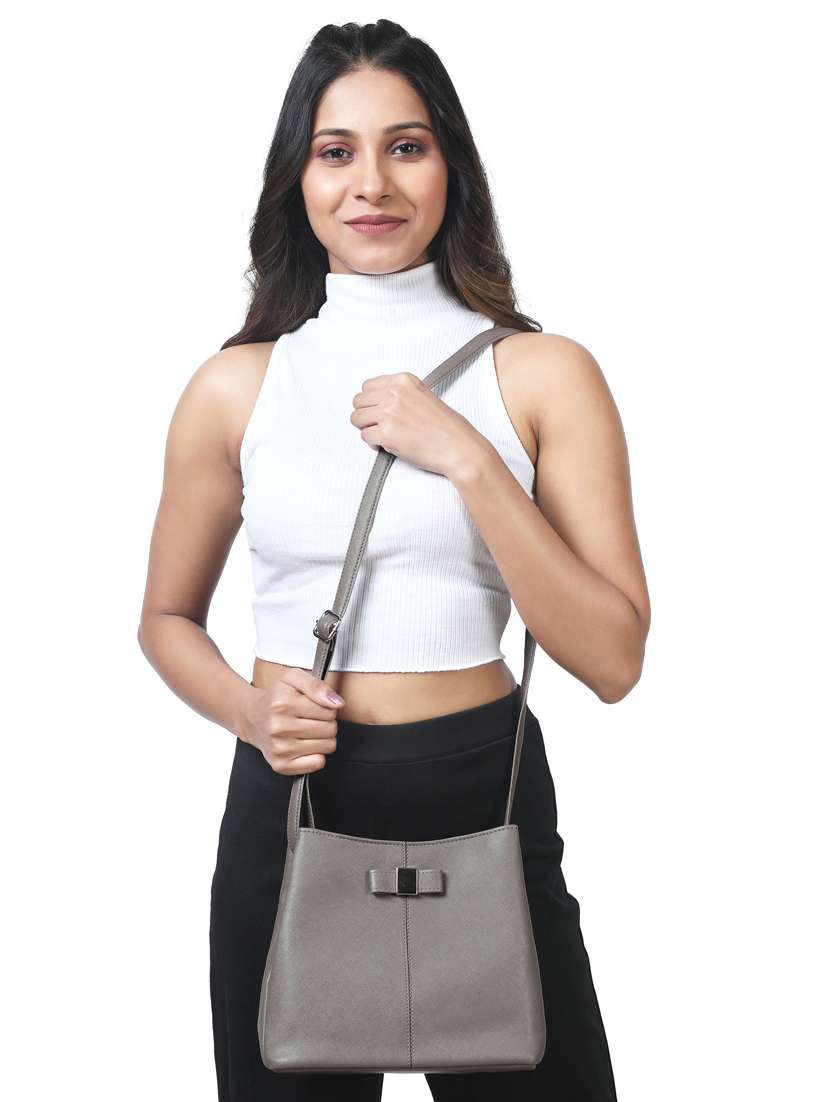 grey leatherette (pu) regular sling bag - 20004679 -  Standard Image - 4