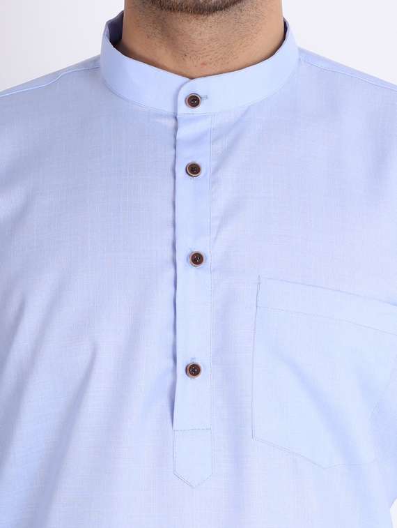 mandarin neck solid kurta pyjama set - 20005340 -  Standard Image - 4