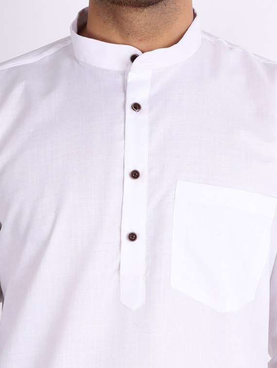 banhussain solid cotton blend long kurta - 20005390 -  Standard Image - 4